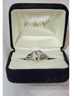 Kay Jewelers DIAMOMD HEART Sterling Silver PROMISE FOREVER Ring Size 7